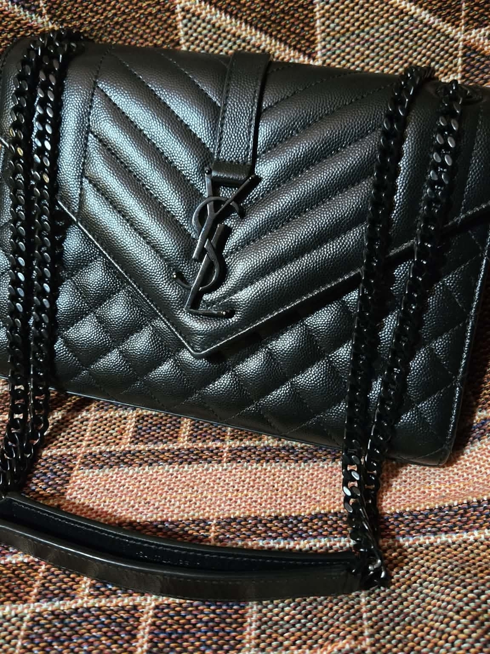 Saint Laurent Black Quilted Leather Chain Shoulder Bag